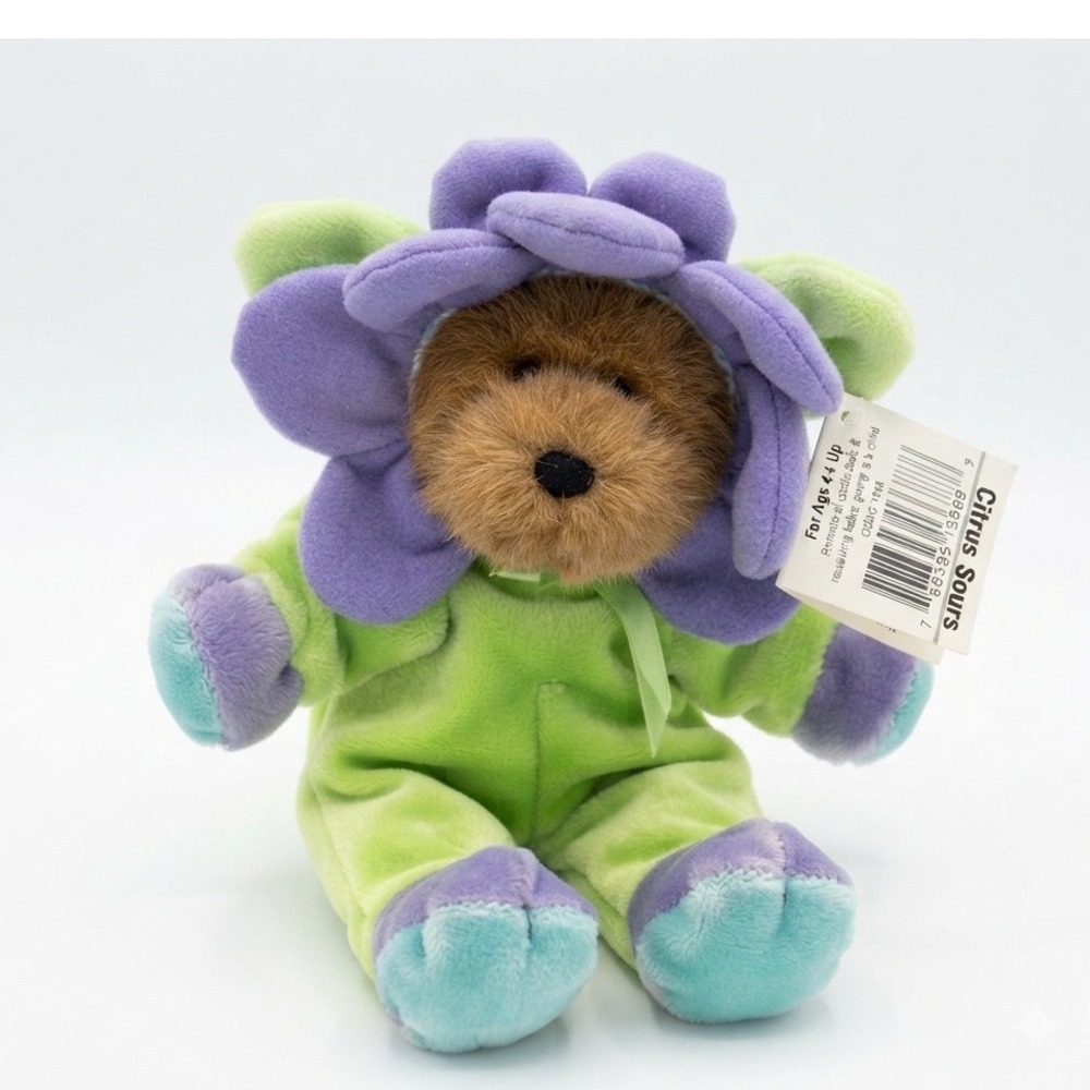 Ganz Citrus Sours Teddy Bear Plush‎ Flower Petal Hood Vintage 1998 Green Purple